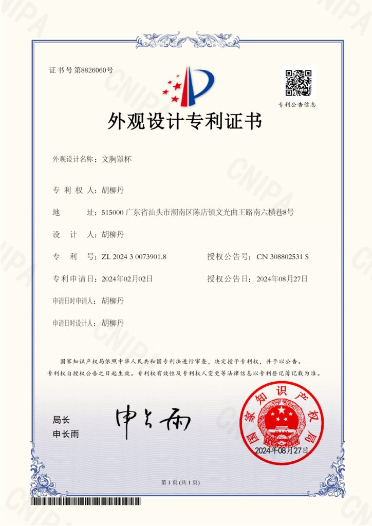 hu-liu-dan-bra-cup-design-patent-page-1